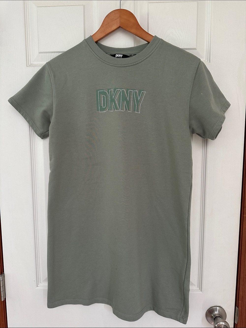DKNY Sage Green Logo Tee Dress